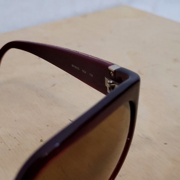 Salvatore Ferragamo Sunglasses Burgundy Plastic With Case Gold Trim SF 663S main image 4